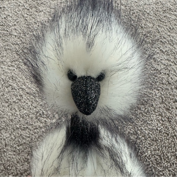 Jellycat London Dazzle Pom Pom Bird Ostrich Black & White Glitter - Picture 2 of 12